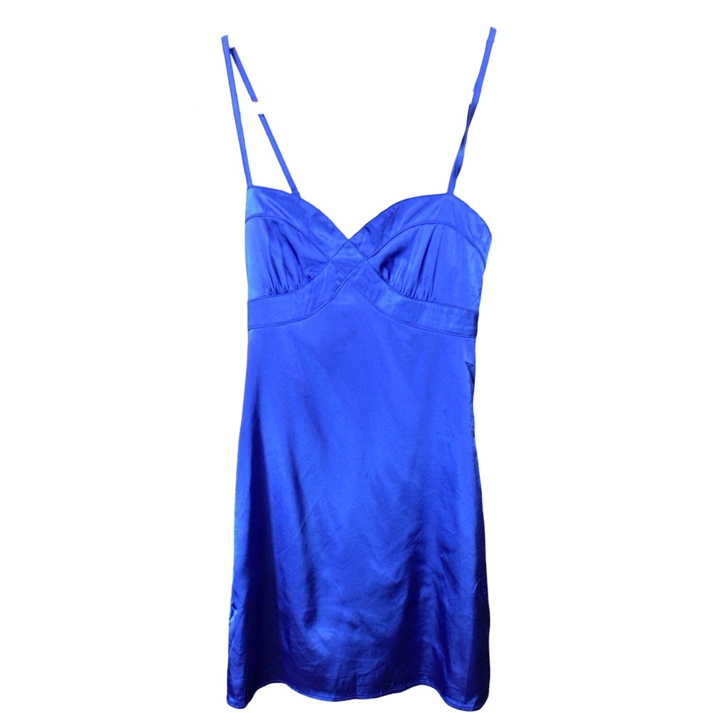 Satin Royal Blue Slip Dress with Spaghetti Straps